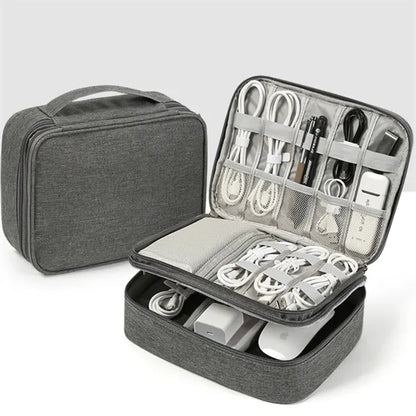 Double-Layer Travel Electronics Organizer Bag