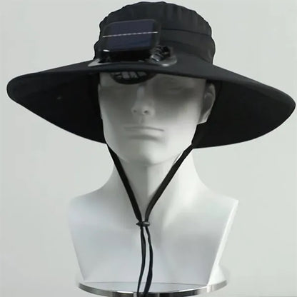 Camo Solar Powered Bucket Hat with Cooling Fan