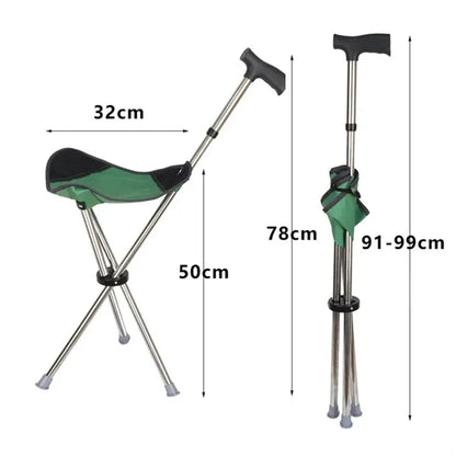 Portable Folding Cane with Integrated Seat
