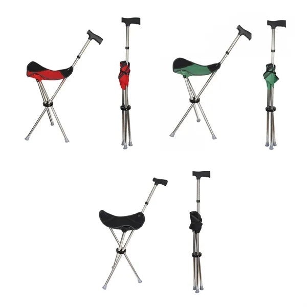Portable Folding Cane with Integrated Seat