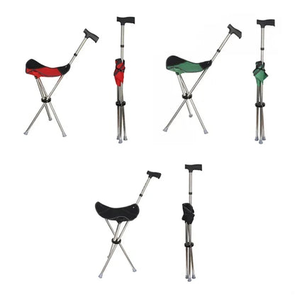 Portable Folding Cane with Integrated Seat