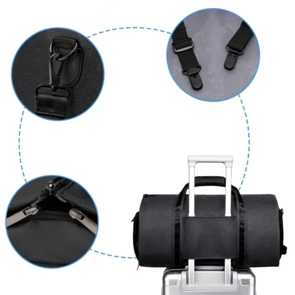 50L Travel Duffel Bag with Shoe Compartment & Trolley Sleeve