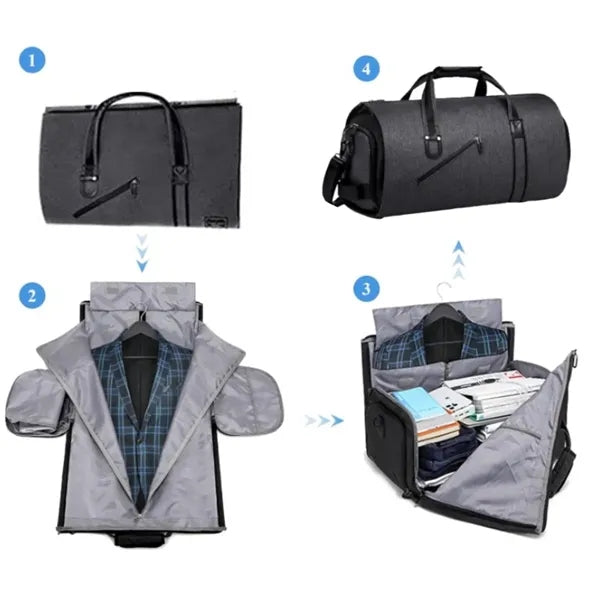 50L Travel Duffel Bag with Shoe Compartment & Trolley Sleeve