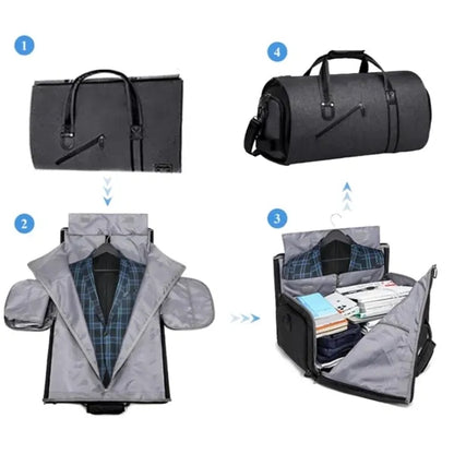 50L Travel Duffel Bag with Shoe Compartment & Trolley Sleeve