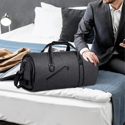 50L Travel Duffel Bag with Shoe Compartment & Trolley Sleeve