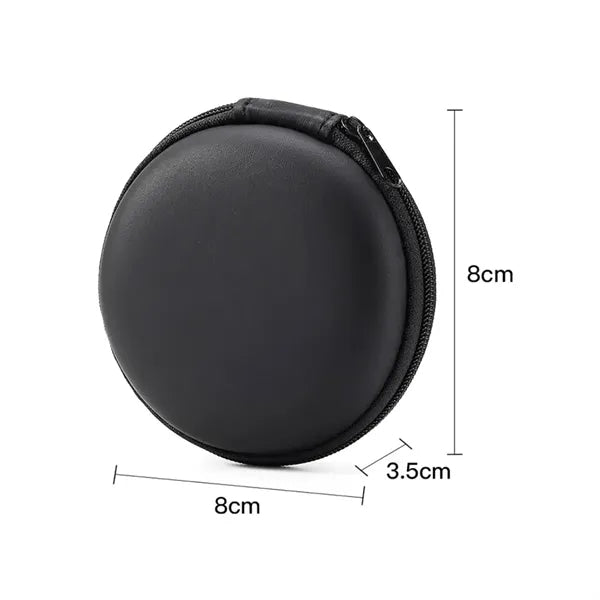 Compact Round Earbud Case with Zipper