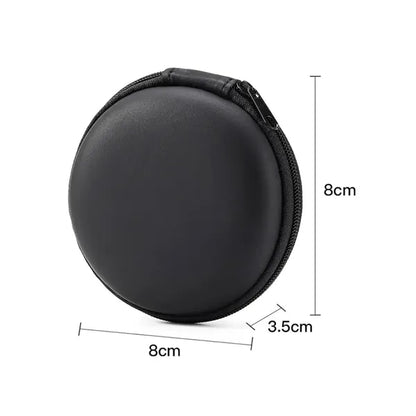 Compact Round Earbud Case with Zipper