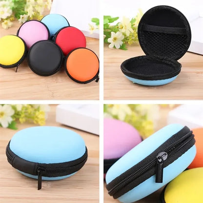 Compact Round Earbud Case with Zipper