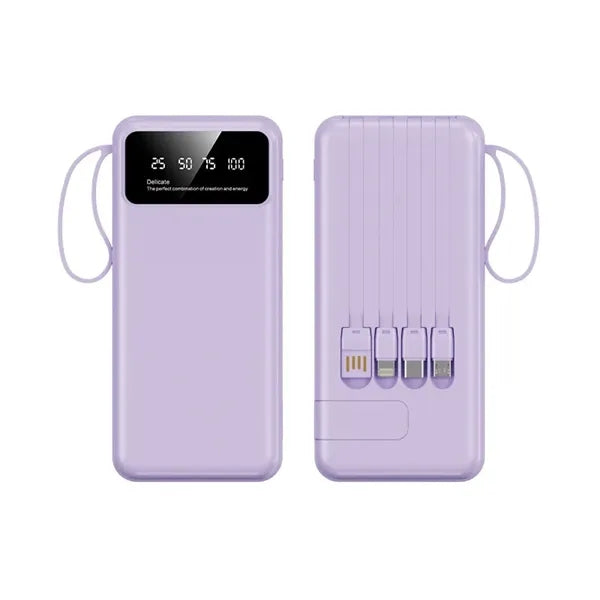 10000mAh Multi-Port Power Bank with Built-in Cables