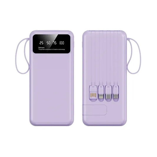 10000mAh Multi-Port Power Bank with Built-in Cables