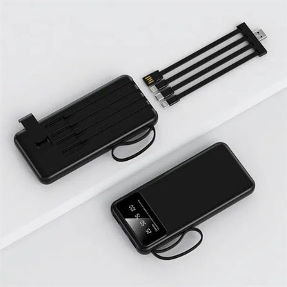 10000mAh Multi-Port Power Bank with Built-in Cables