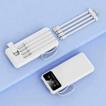 10000mAh Multi-Port Power Bank with Built-in Cables