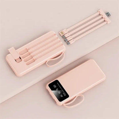 10000mAh Multi-Port Power Bank with Built-in Cables