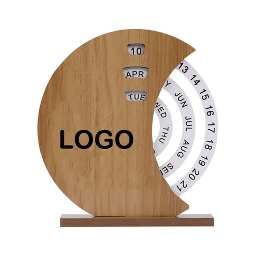 Moon-Shaped Manual Rotating Desk Calendar