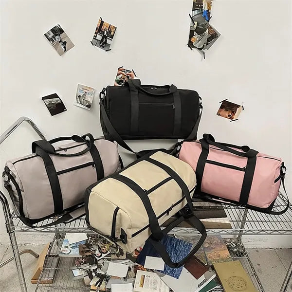 Large Capacity Travel Duffel Bag With Shoulder Strap Handle
