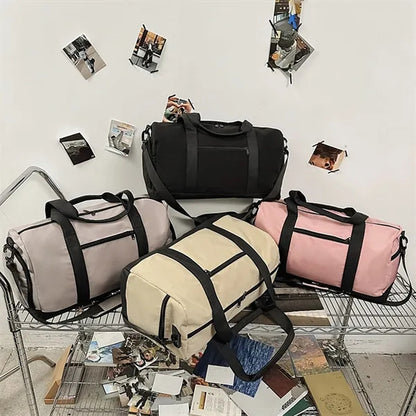 Large Capacity Travel Duffel Bag With Shoulder Strap Handle