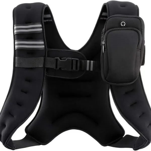Black Weighted Vest with Reflective Stripes for Workout