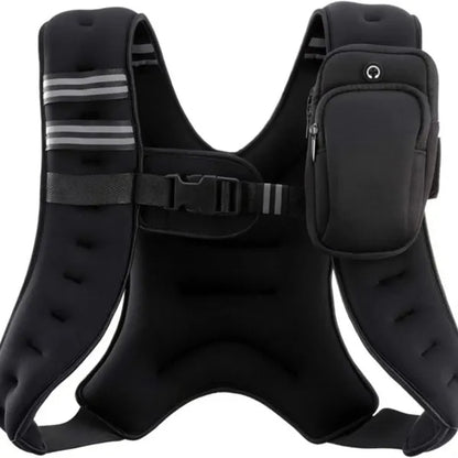 Black Weighted Vest with Reflective Stripes for Workout