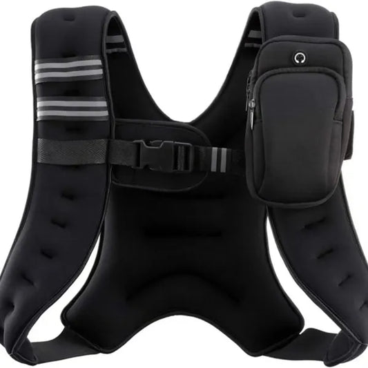 Black Weighted Vest with Reflective Stripes for Workout
