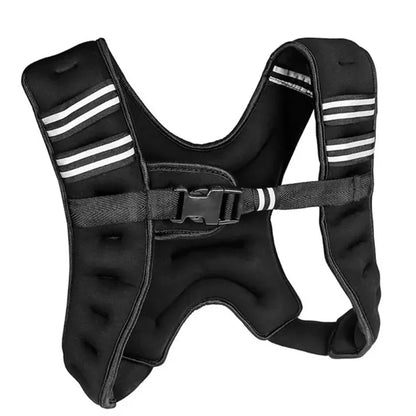 Black Weighted Vest with Reflective Stripes for Workout