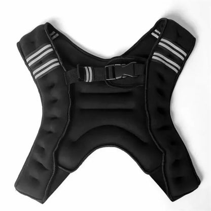 Black Weighted Vest with Reflective Stripes for Workout
