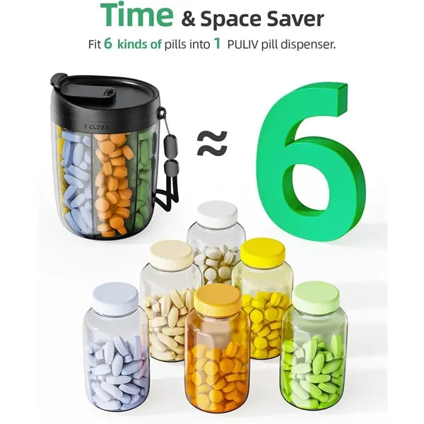 Large Pill Bottle Organizer for Holding 6 Various Vitamins