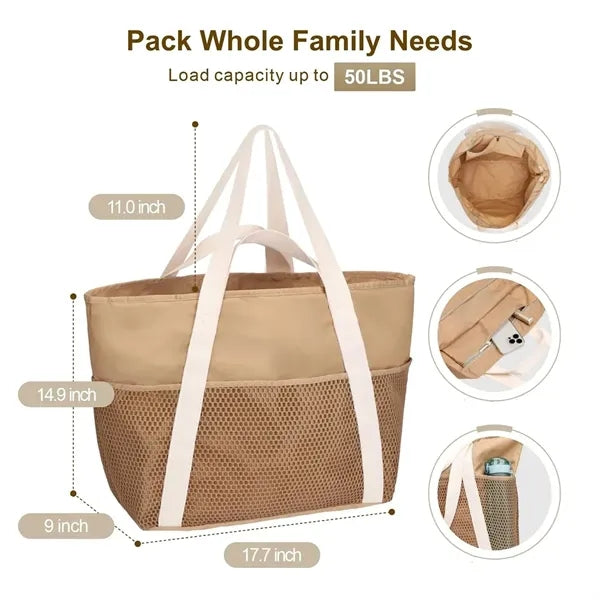 Foldable Sandproof Beach Tote Bag