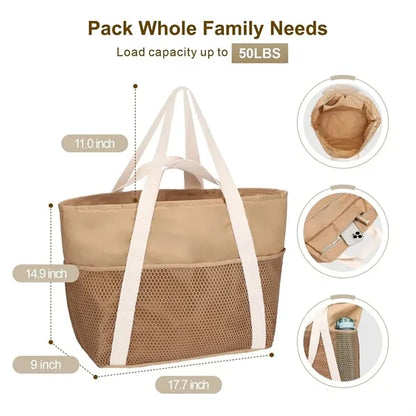 Foldable Sandproof Beach Tote Bag