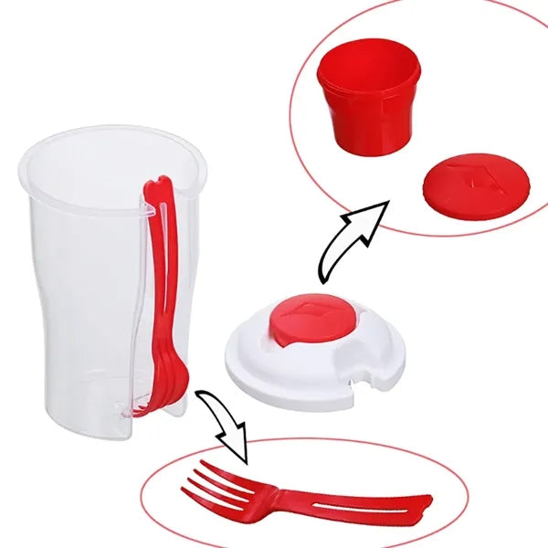 20Oz. Portable Salad Cup with Fork and Dressing Container