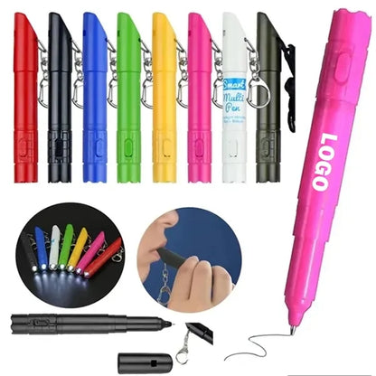 Ballpoint Pen with Keychain and LED
