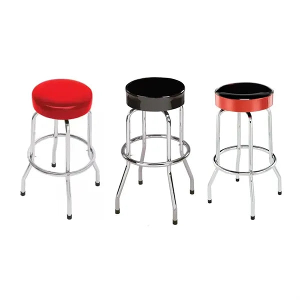 Customizable Round Padded Bar Stool with Chrome Base