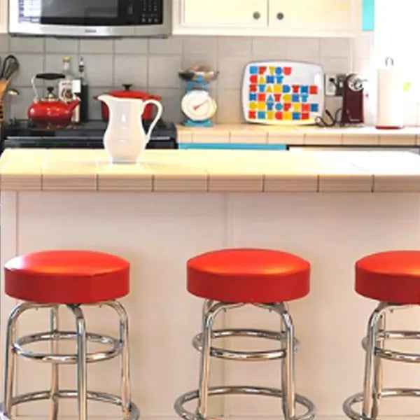 Customizable Round Padded Bar Stool with Chrome Base