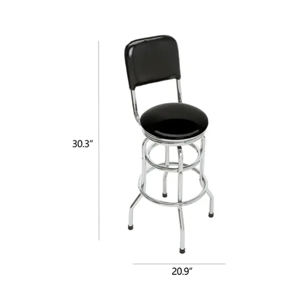 Double Ring Padded Bar Stool with Backrest & Chrome Base