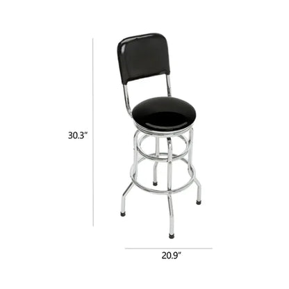 Double Ring Padded Bar Stool with Backrest & Chrome Base