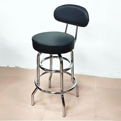 Double Ring Padded Bar Stool with Backrest & Chrome Base