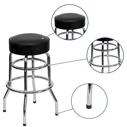 High Quality Padded Swivel Bar Stool Chrome Base