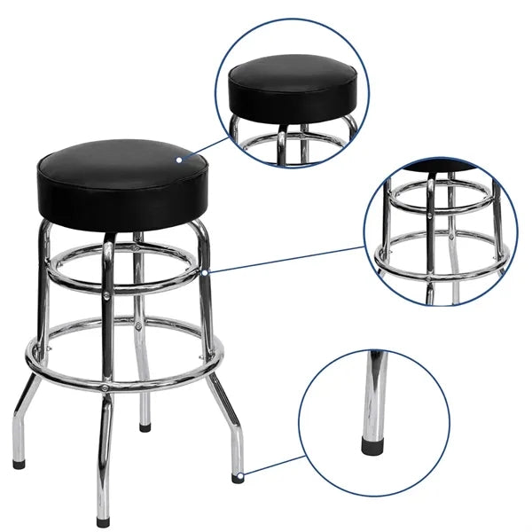 Customizable Padded Swivel Bar Stool with Chrome Base