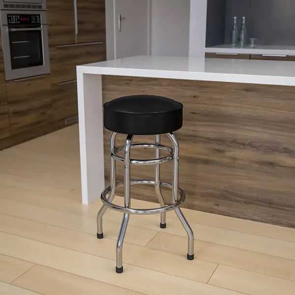 Customizable Padded Swivel Bar Stool with Chrome Base