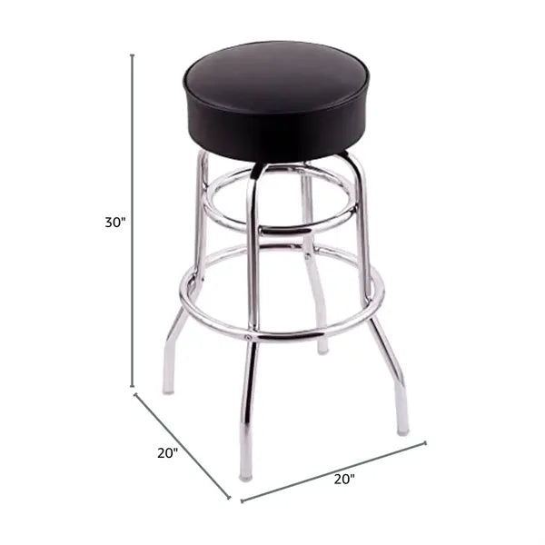 Double Ring Padded Swivel Bar Stool with Chrome Base