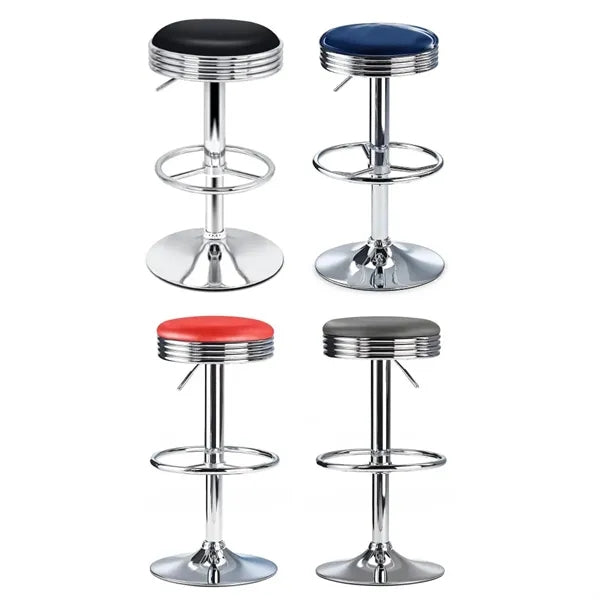 Adjustable Swivel Bar Stool with Chrome Base