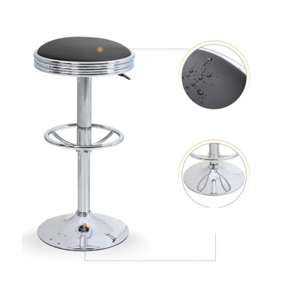 Adjustable Swivel Bar Stool with Chrome Base