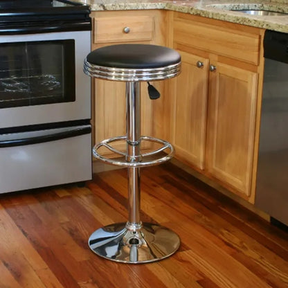 Adjustable Swivel Bar Stool with Chrome Base