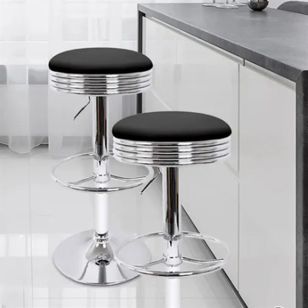 Adjustable Swivel Bar Stool with Chrome Base