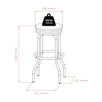 Round Padded Bar Stool with Chrome-Plated Base
