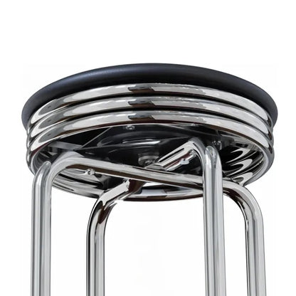 Round Padded Bar Stool with Chrome-Plated Base