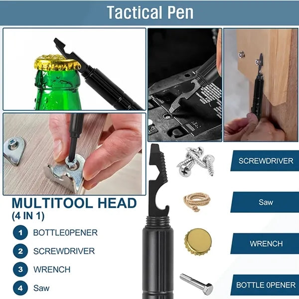6-in-1 Self Defense Tactical Pen & LED Flashlight