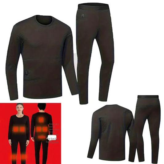 Heated fleece thermal underwear set