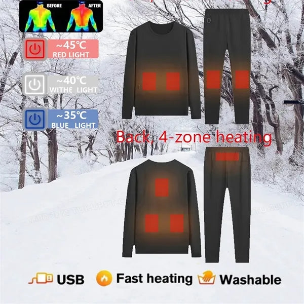 Heated fleece thermal underwear set