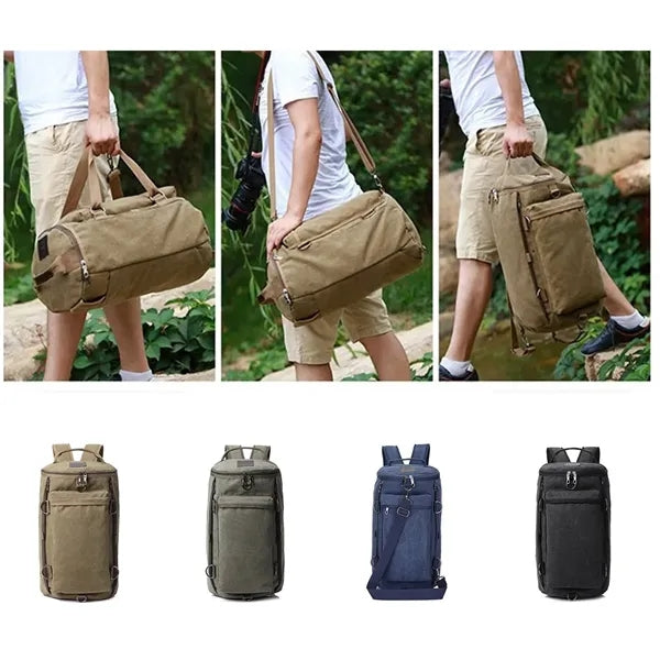 Oversized Heavy Duty Canvas Travel Duffel Backpack