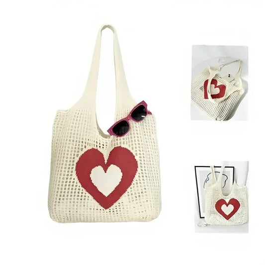 Heart knitted hollow bag